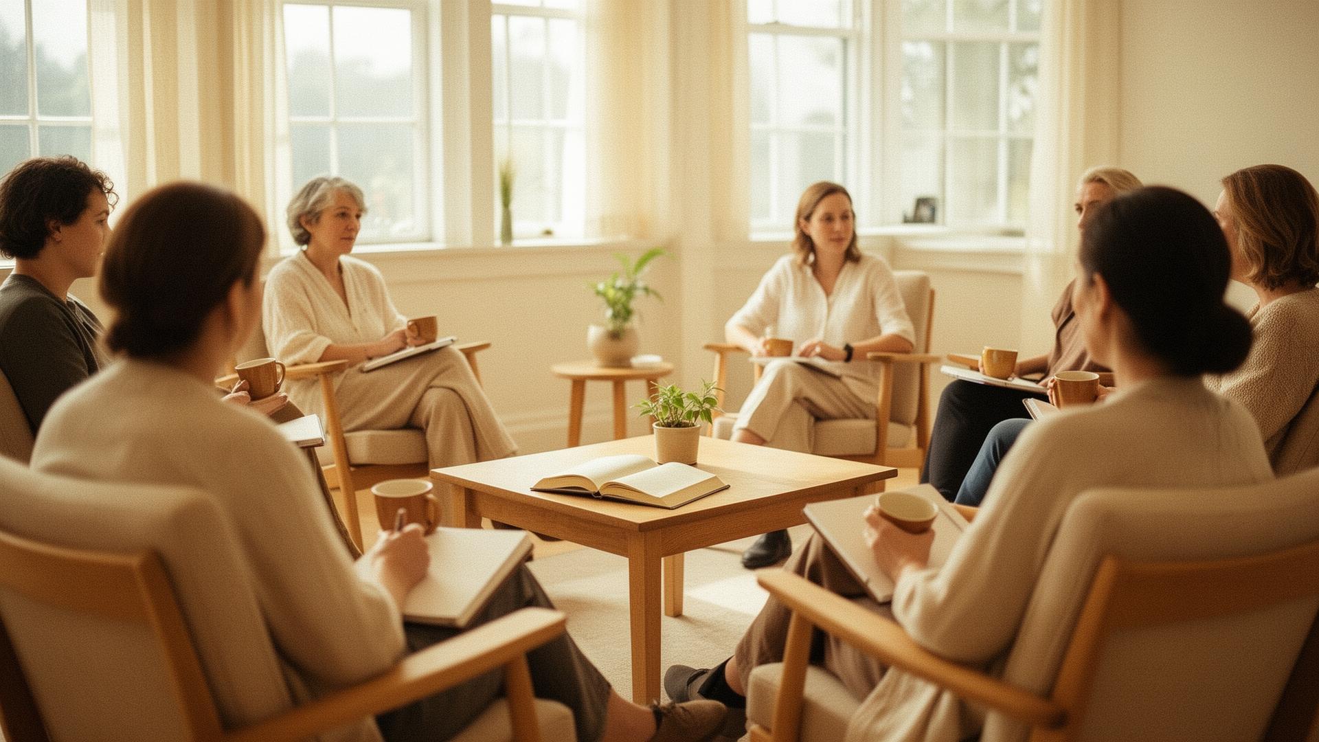 Eltern und Kind sitzen gemeinsam auf einer Holzstufe im warmen Abendlicht